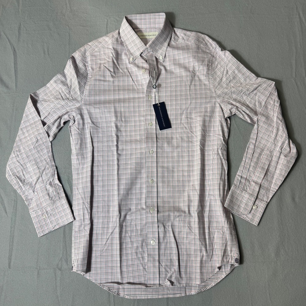 NWT Holderness & Bourne The Purcell Shirt VCL Mens Medium Tailored Fit Blue Pink